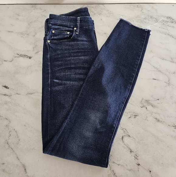 MOTHER High Waisted Looker Ankle Fray Tongue And Chic Blue Jeans 26 Preowned - Picture 4 of 10